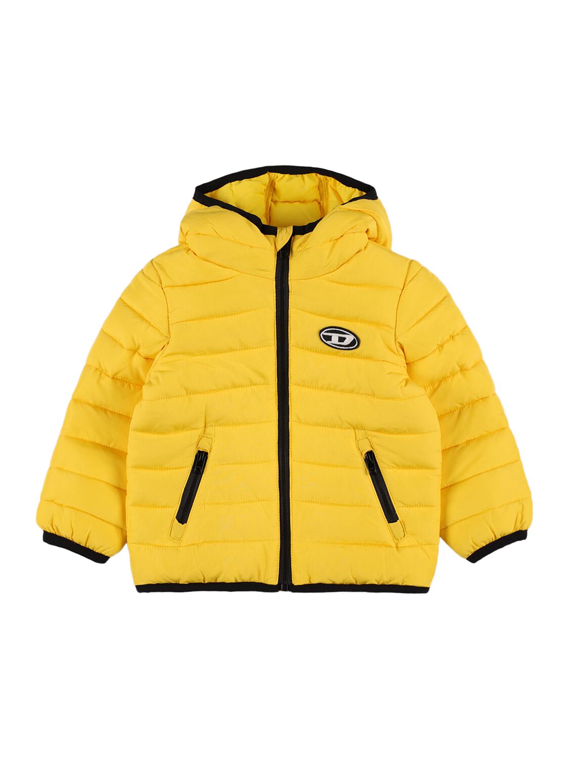 Diesel Kids' Nylon Puffer Jacket W/ Logo In Yellow