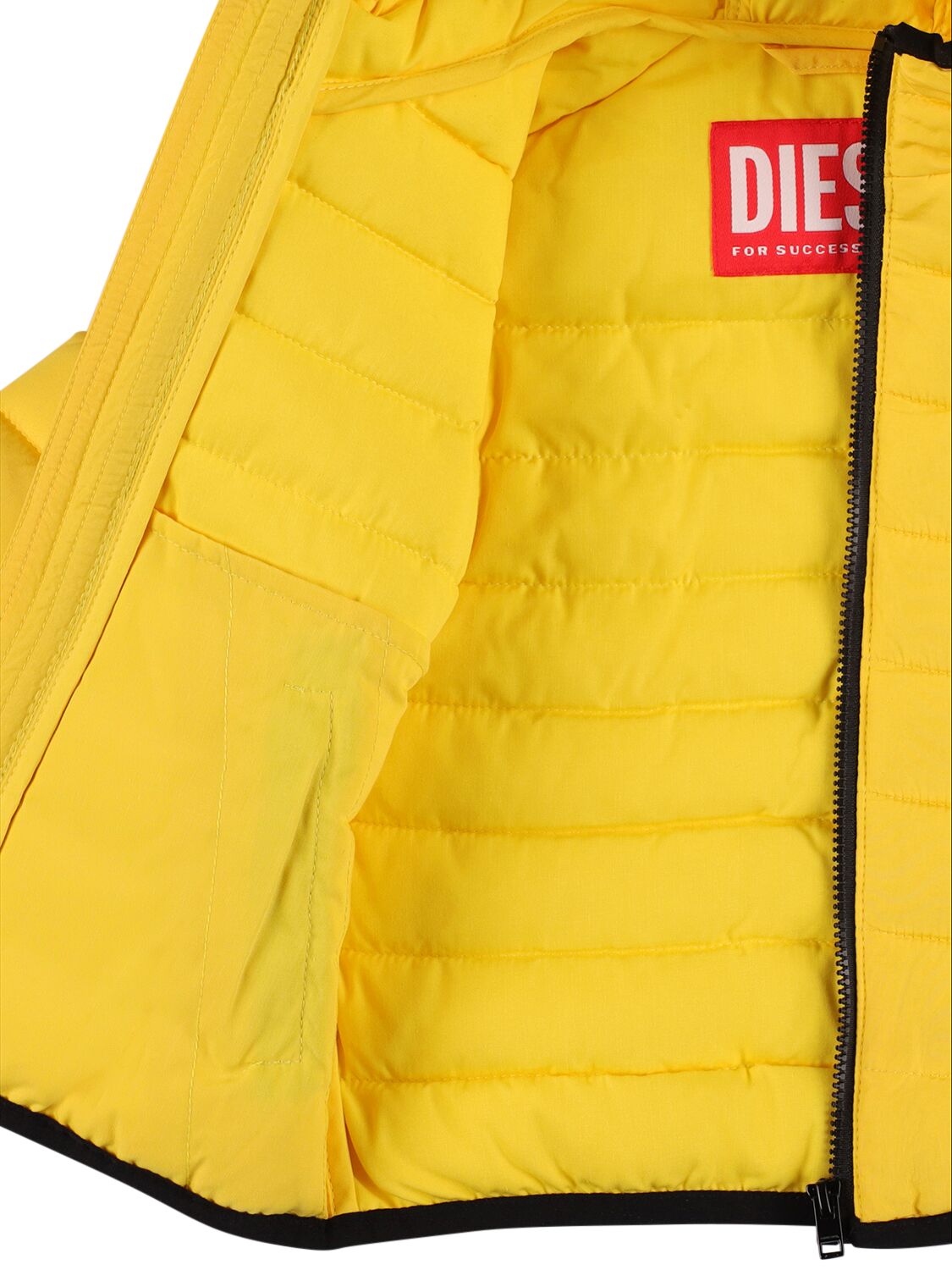 Shop Diesel Nylon Puffer Jacket W/ Logo In Yellow