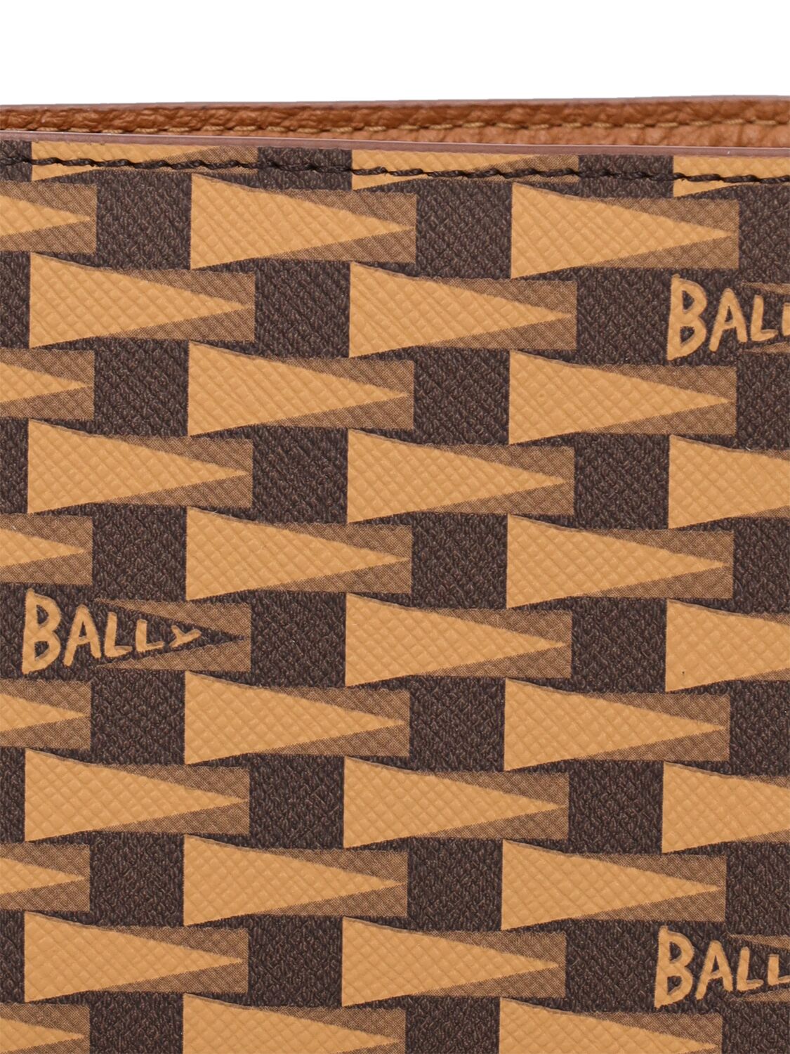 Shop Bally Logo Canvas Wallet In Brown