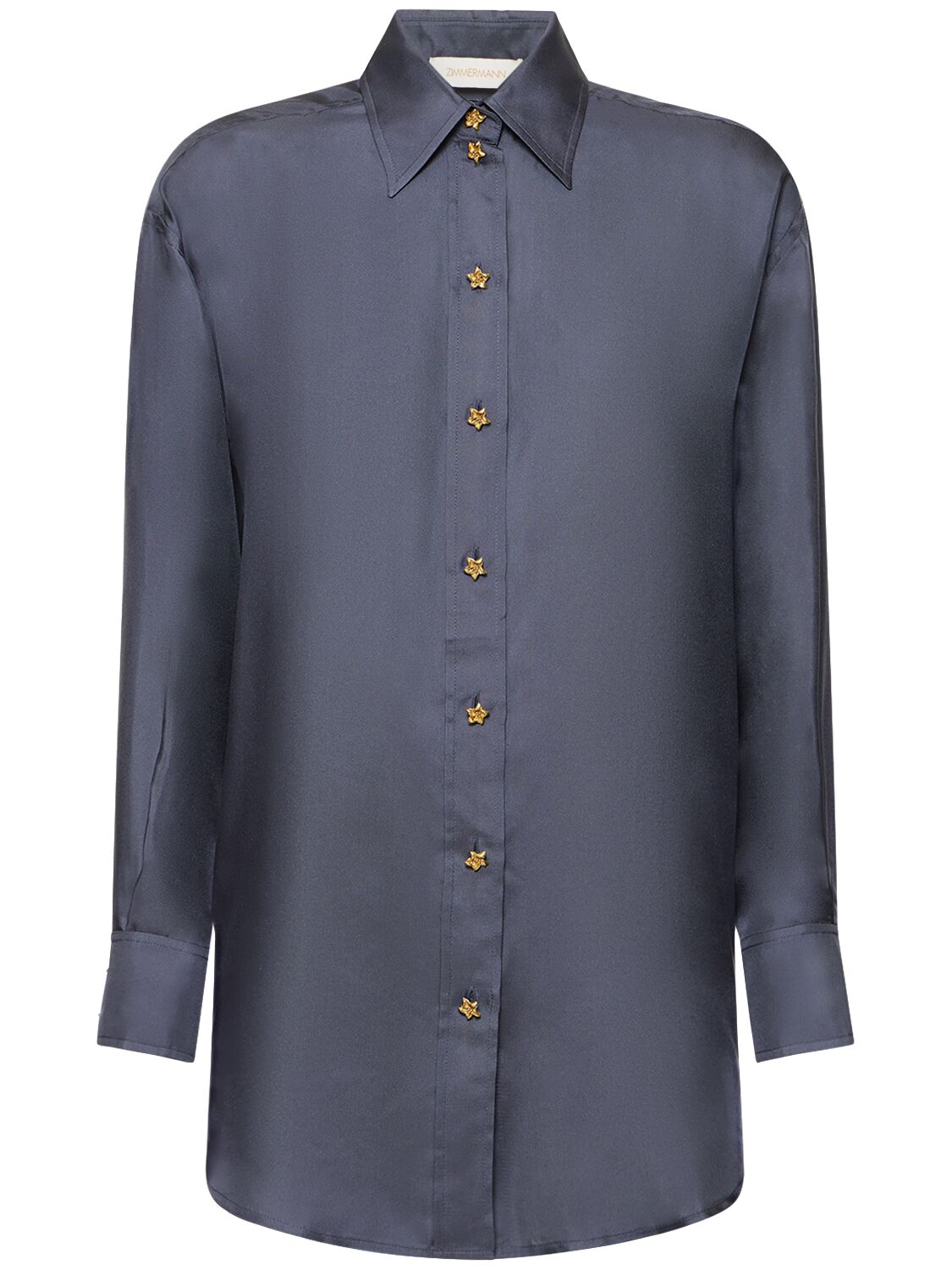Shop Zimmermann Lyrical Relaxed Silk Shirt In Blue