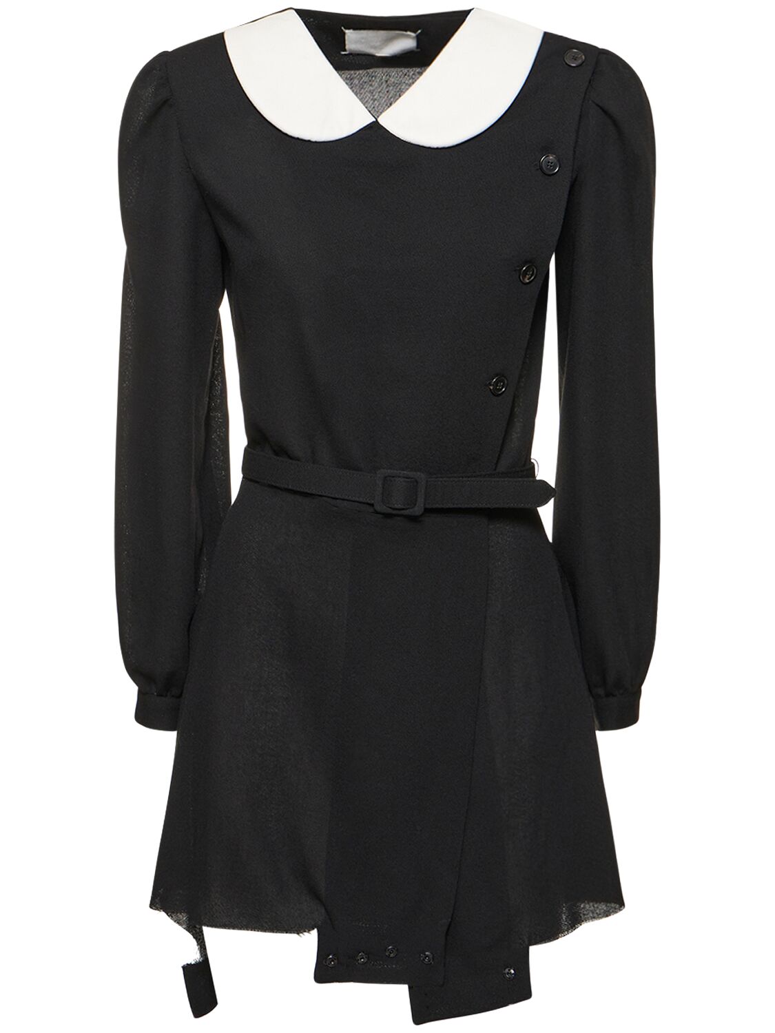 Image of Belted Wool Crepe Playsuit W/ Collar