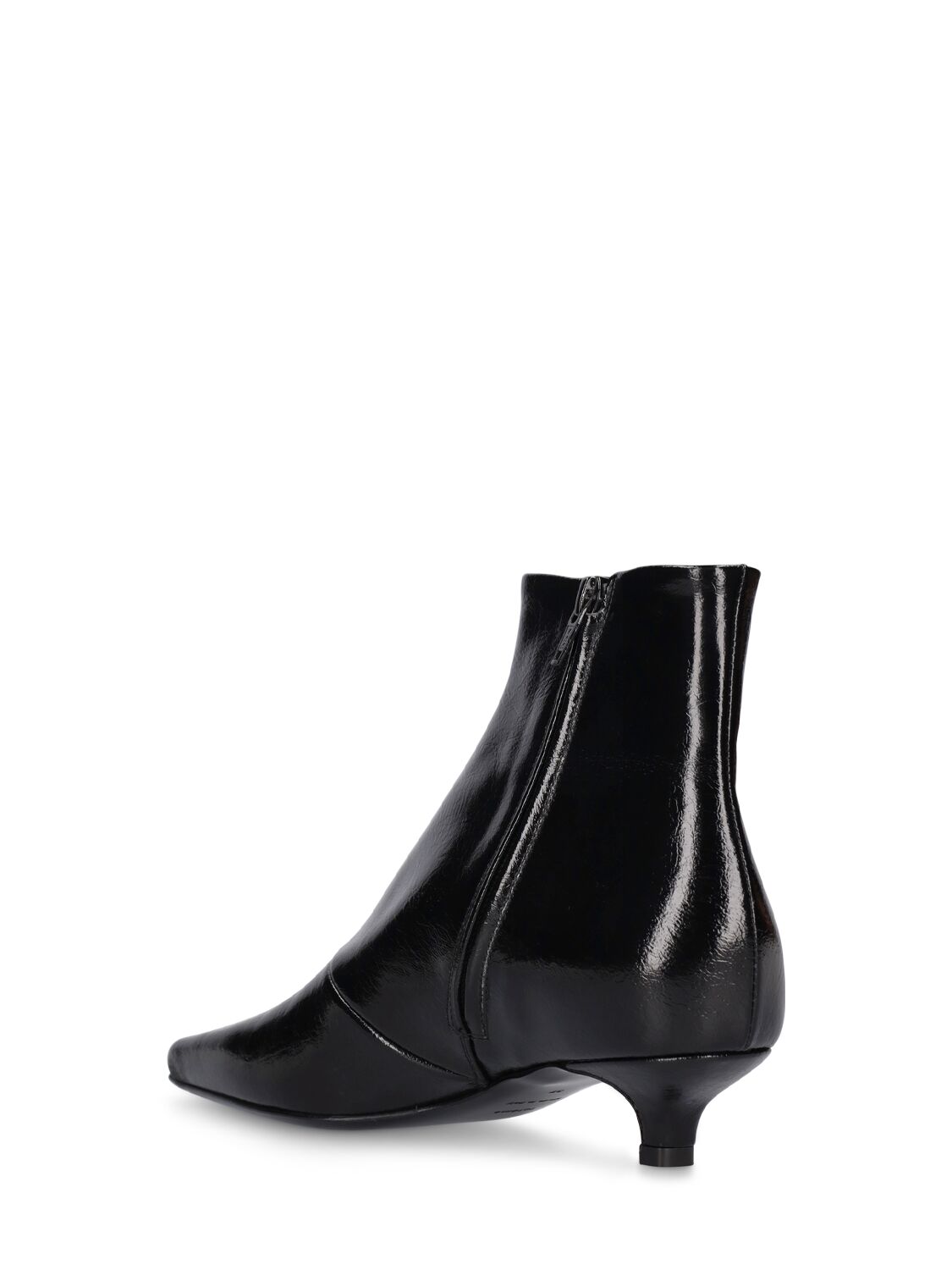 Shop Totême 35mm The Slim Leather Ankle Boots In 블랙