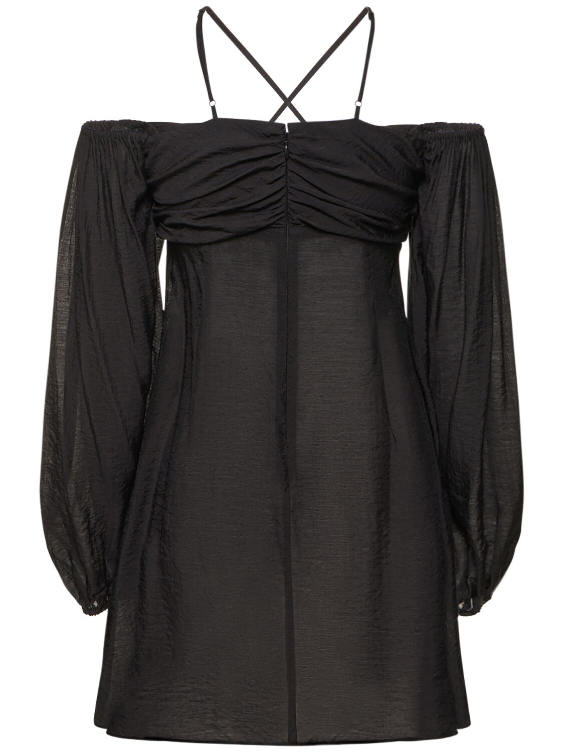 Shop Designers Remix Vera Off-shoulder Viscose Mini Dress In Black