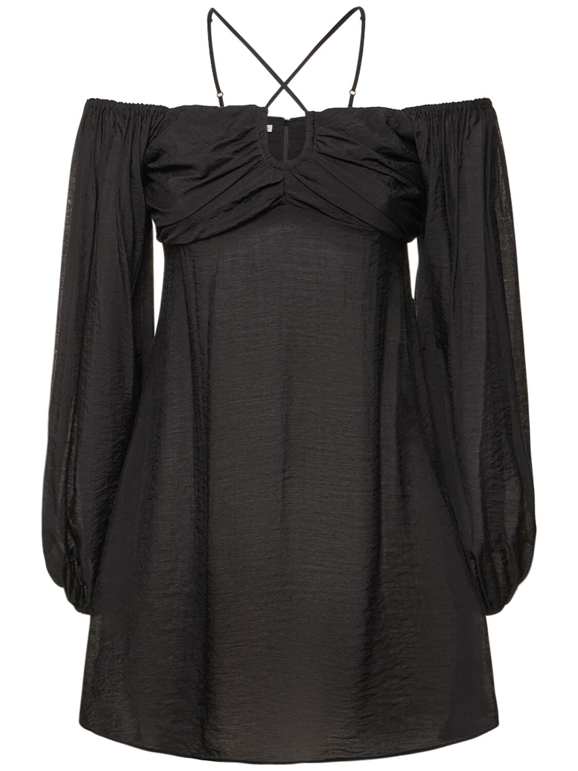 Designers Remix Vera Off-shoulder Viscose Mini Dress In Black