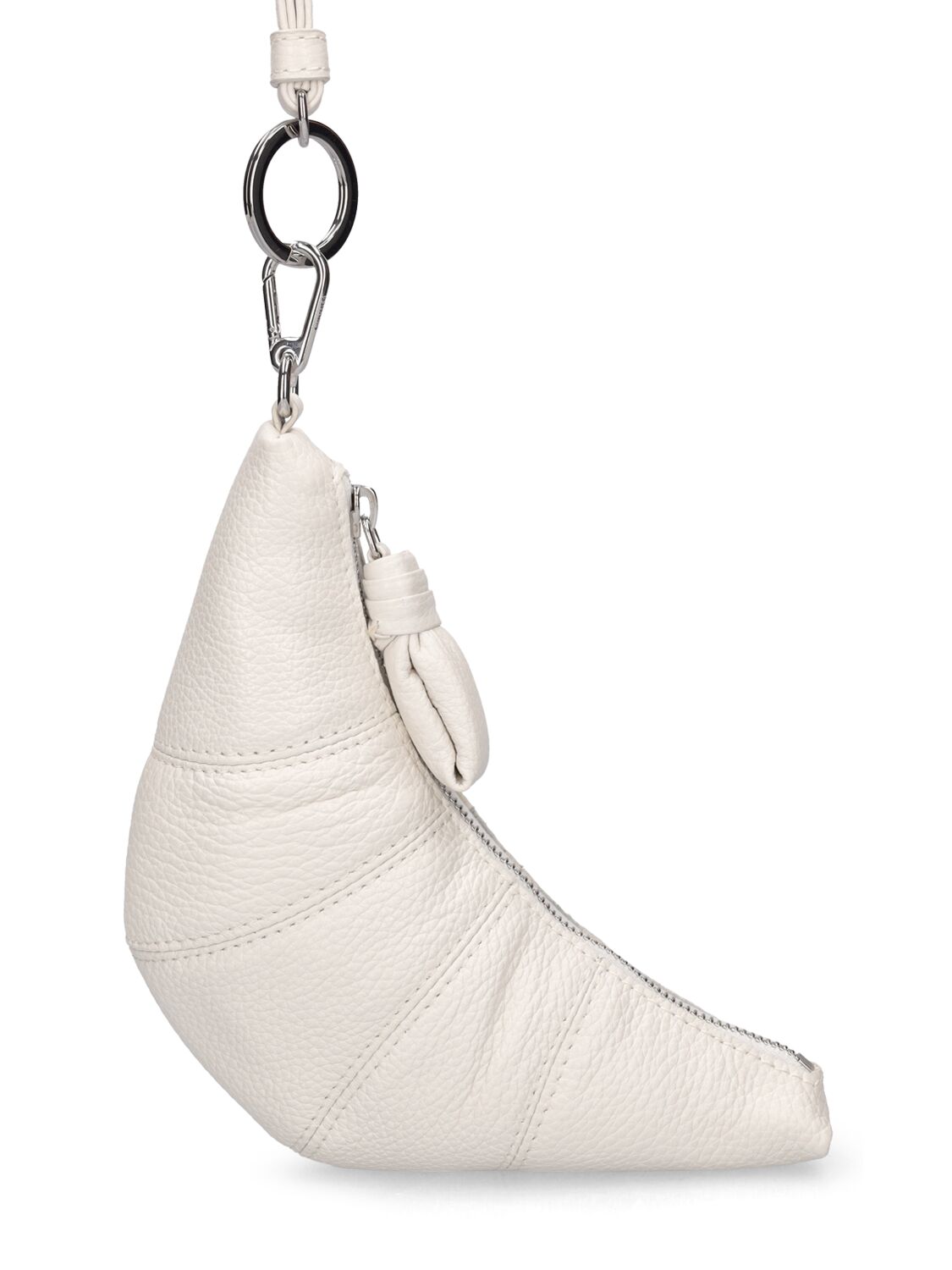 Lemaire Croissant Coin Purse W/ Neck Strap In Chalk