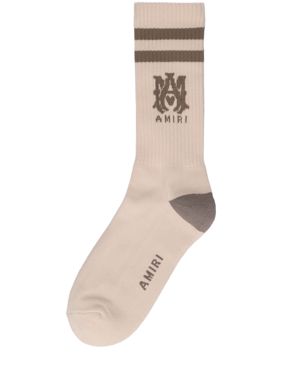Amiri Ma Stripe Cotton Blend Stripe Socks In Beige