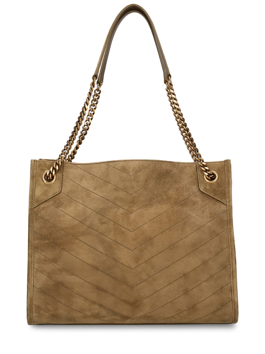 Shop Saint Laurent Medium Niki Suede Shoulder Bag In New Barley