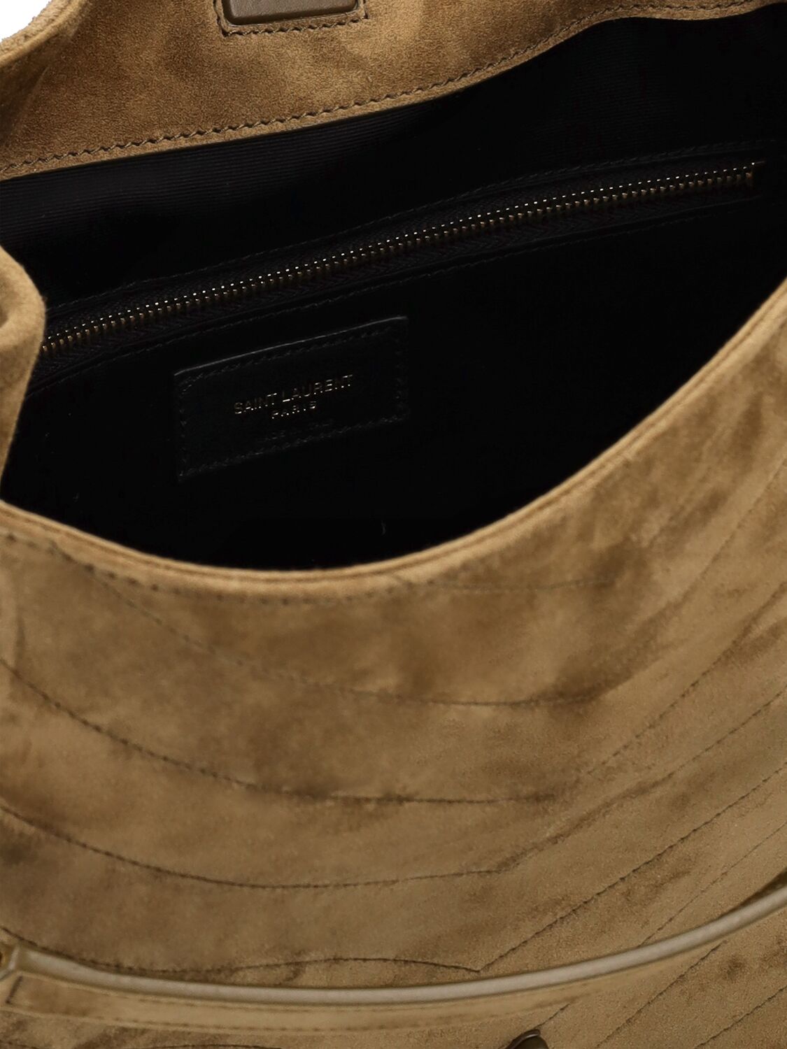 Shop Saint Laurent Medium Niki Suede Shoulder Bag In New Barley