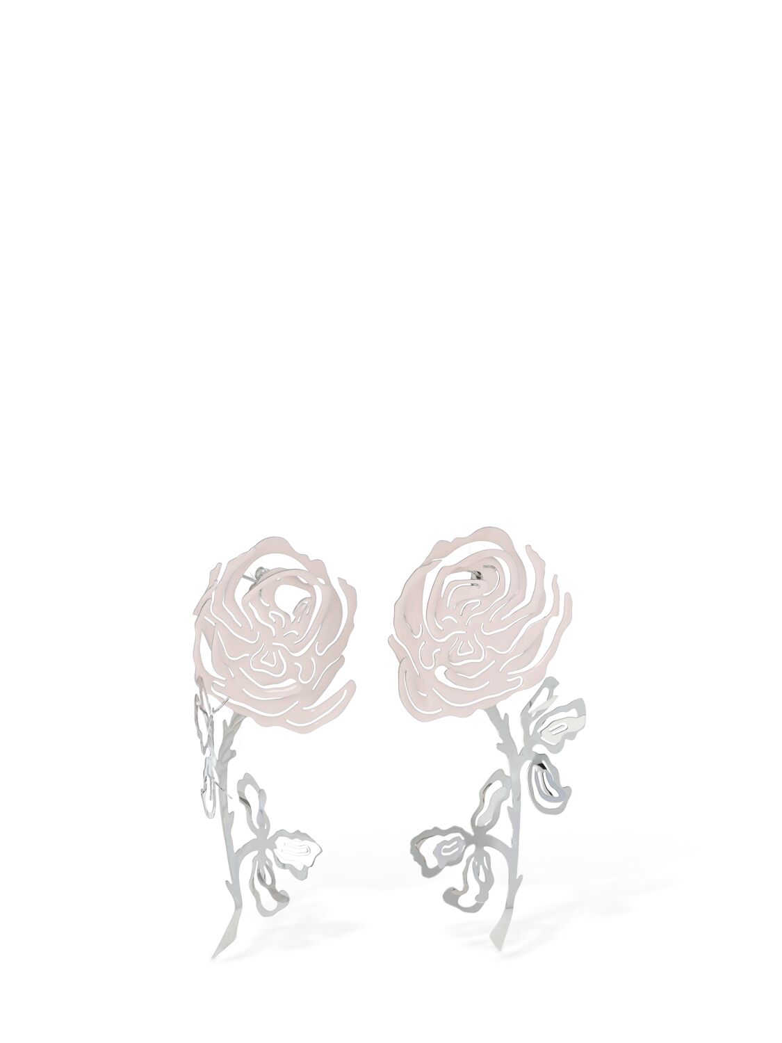 Shop Y/project Rose Enamel Earrings In Pink,silver