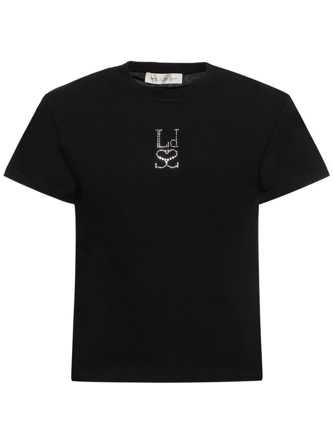Ludovic De Saint Sernin Crystal Logo Cotton T-shirt In Black