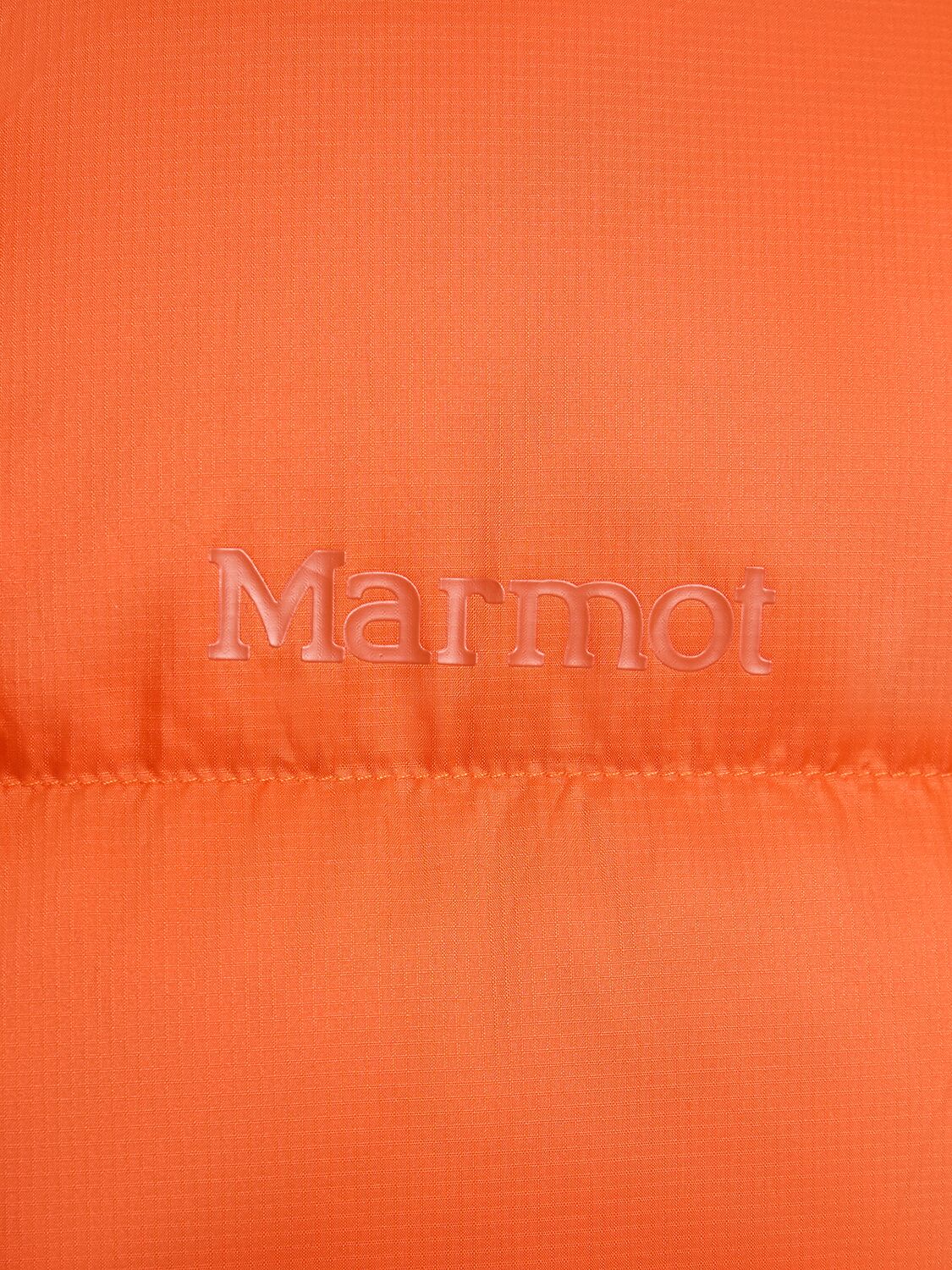 Shop Marmot Guides Nylon Down Hoodie In Flame