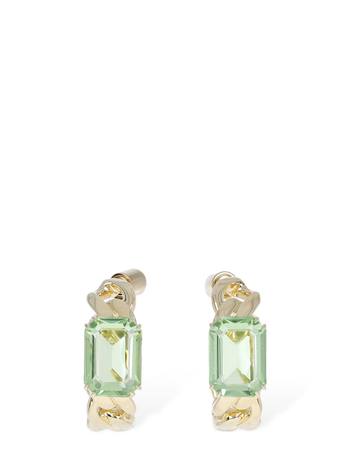 Swarovski Millenia  Mini Hoop Earrings In Green,gold