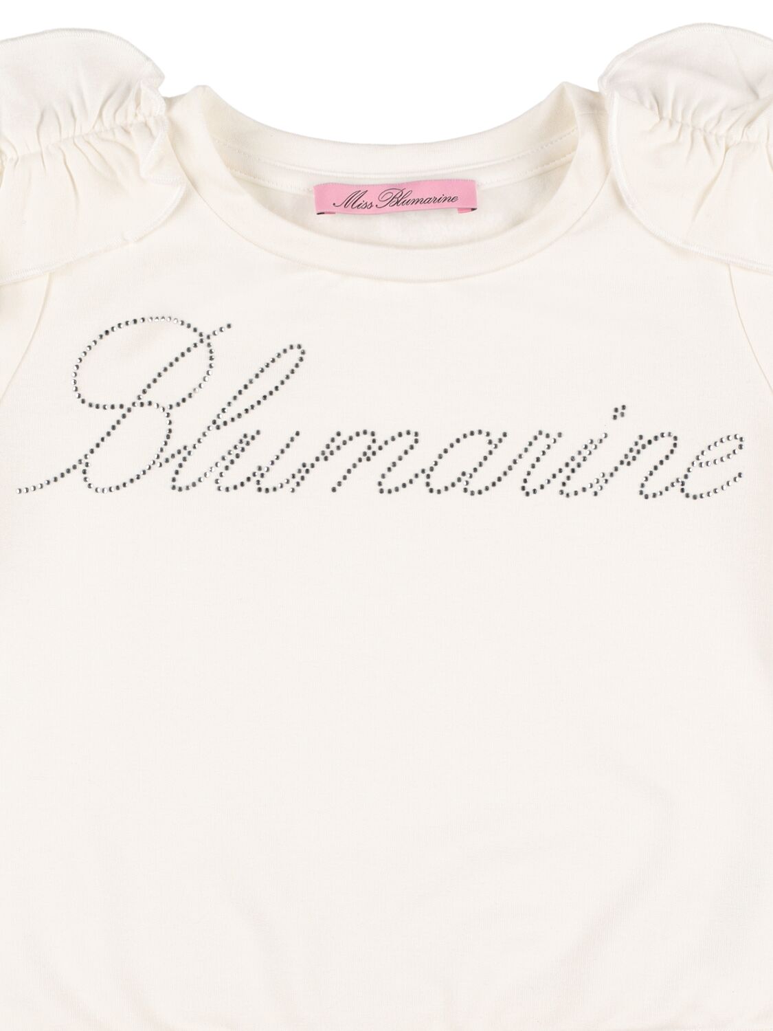 Shop Miss Blumarine Crystal Logo Viscose Sweatshirt In White