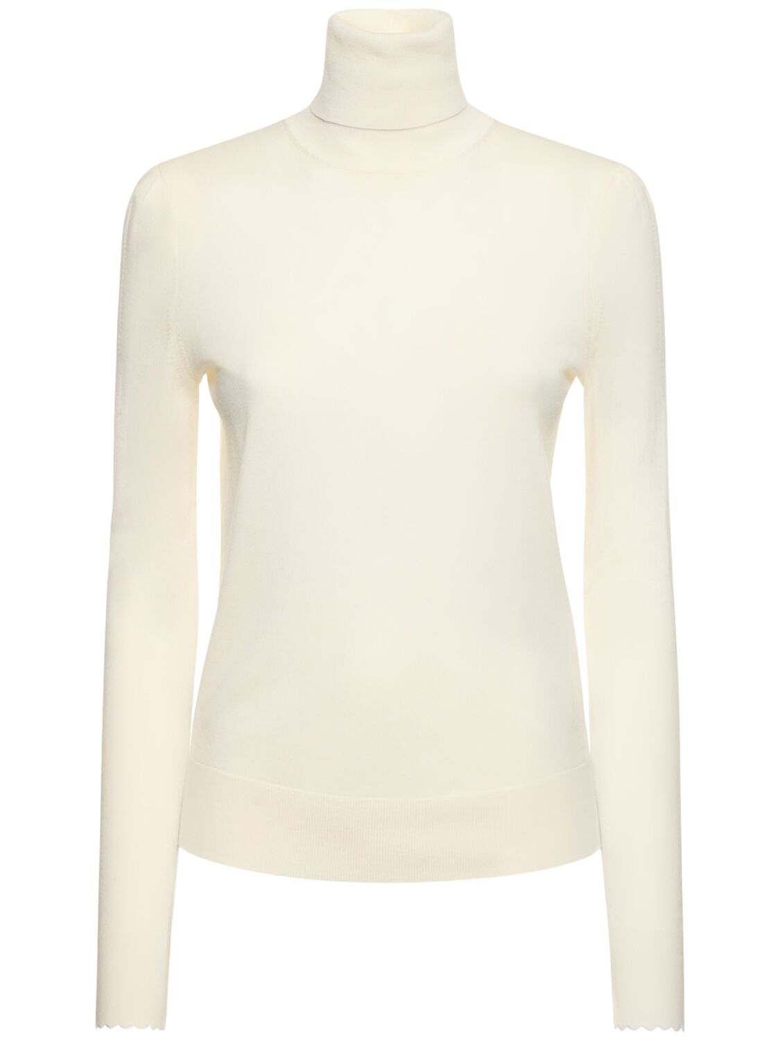 Shop Chloé Wool Knit Turtleneck Sweater In White