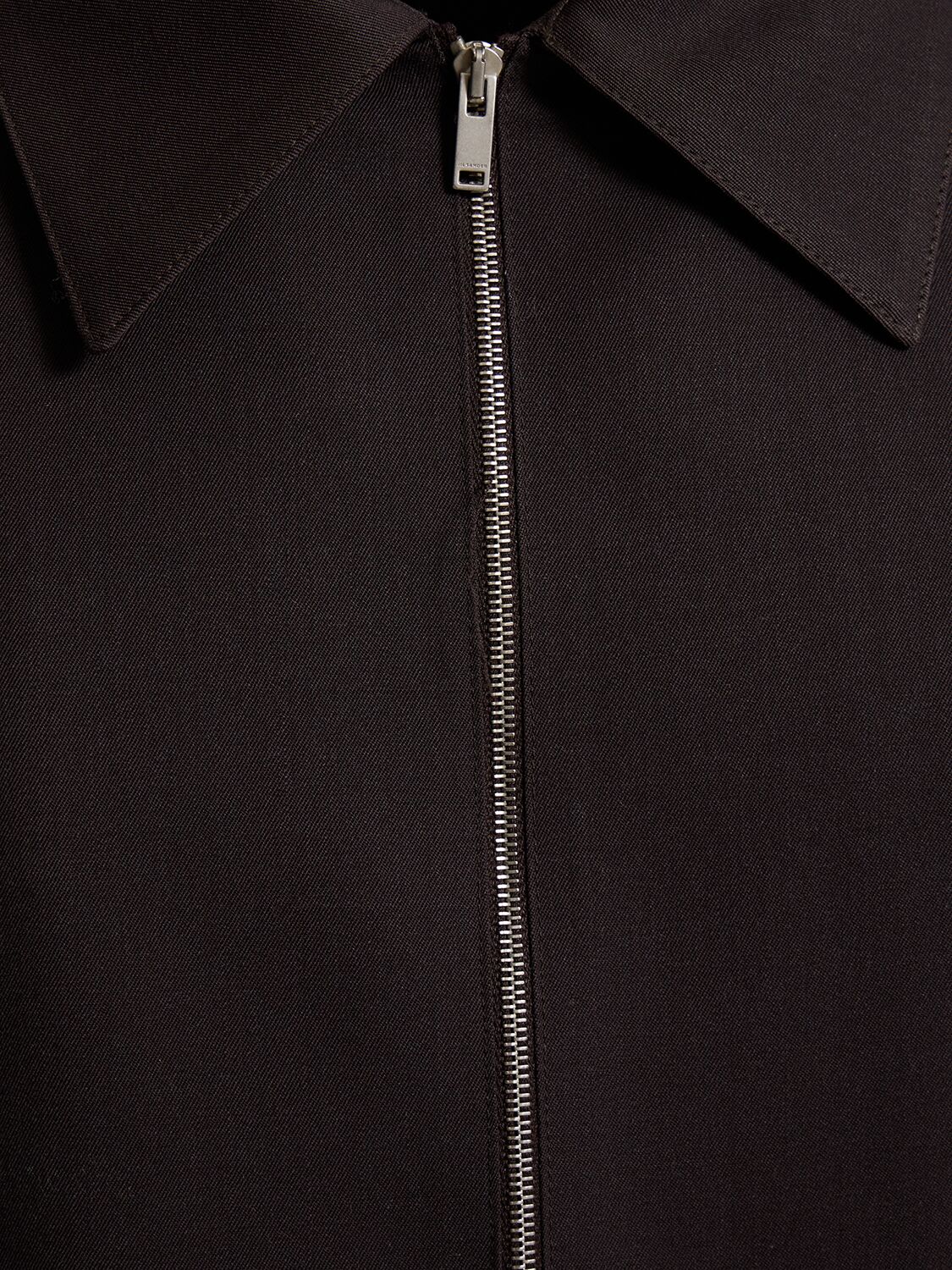 Shop Jil Sander Virgin Wool Zipped Shirt In Dark Brown