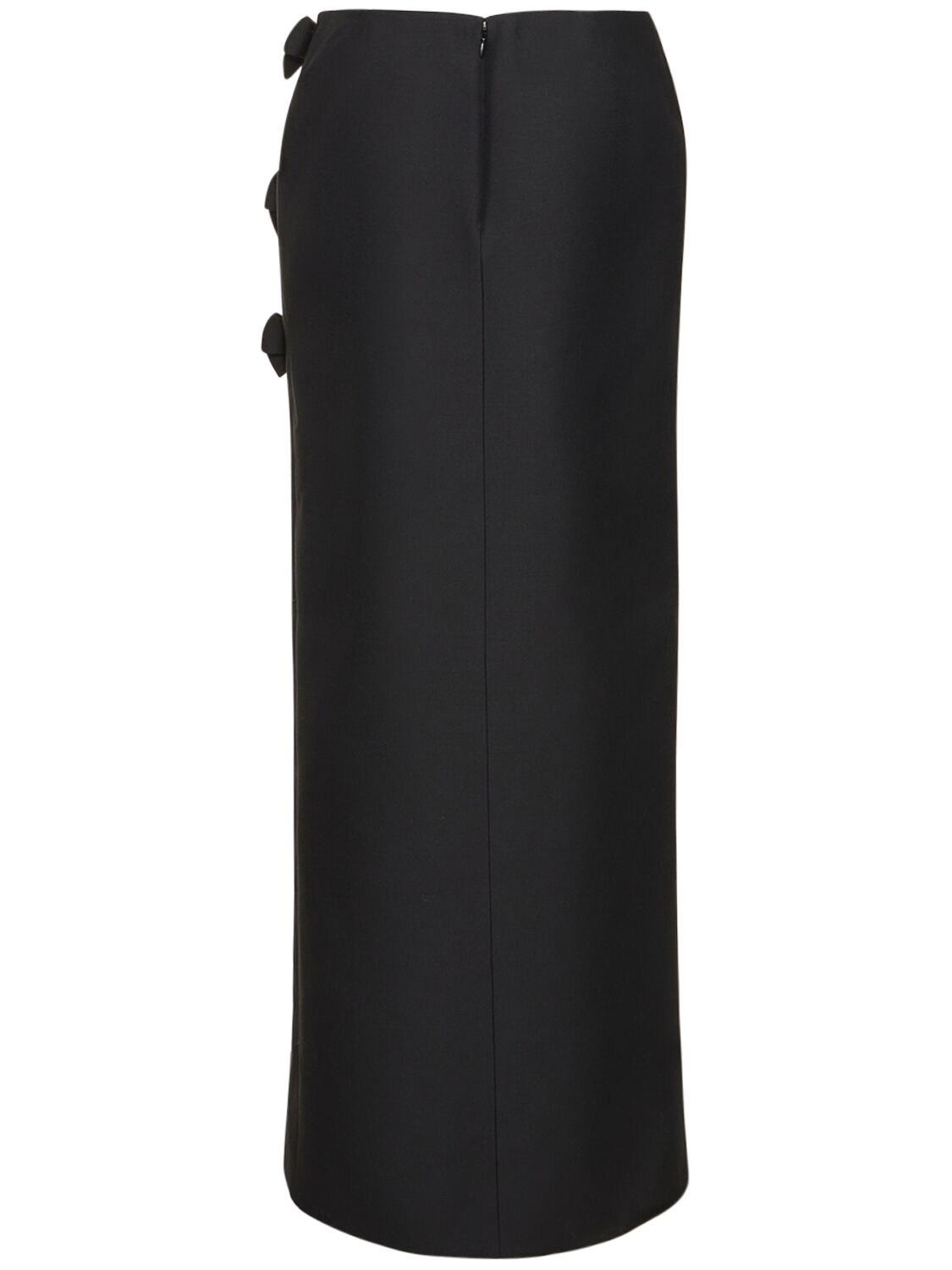 Shop Valentino Cutout Crepe Couture Long Skirt W/bows In Black
