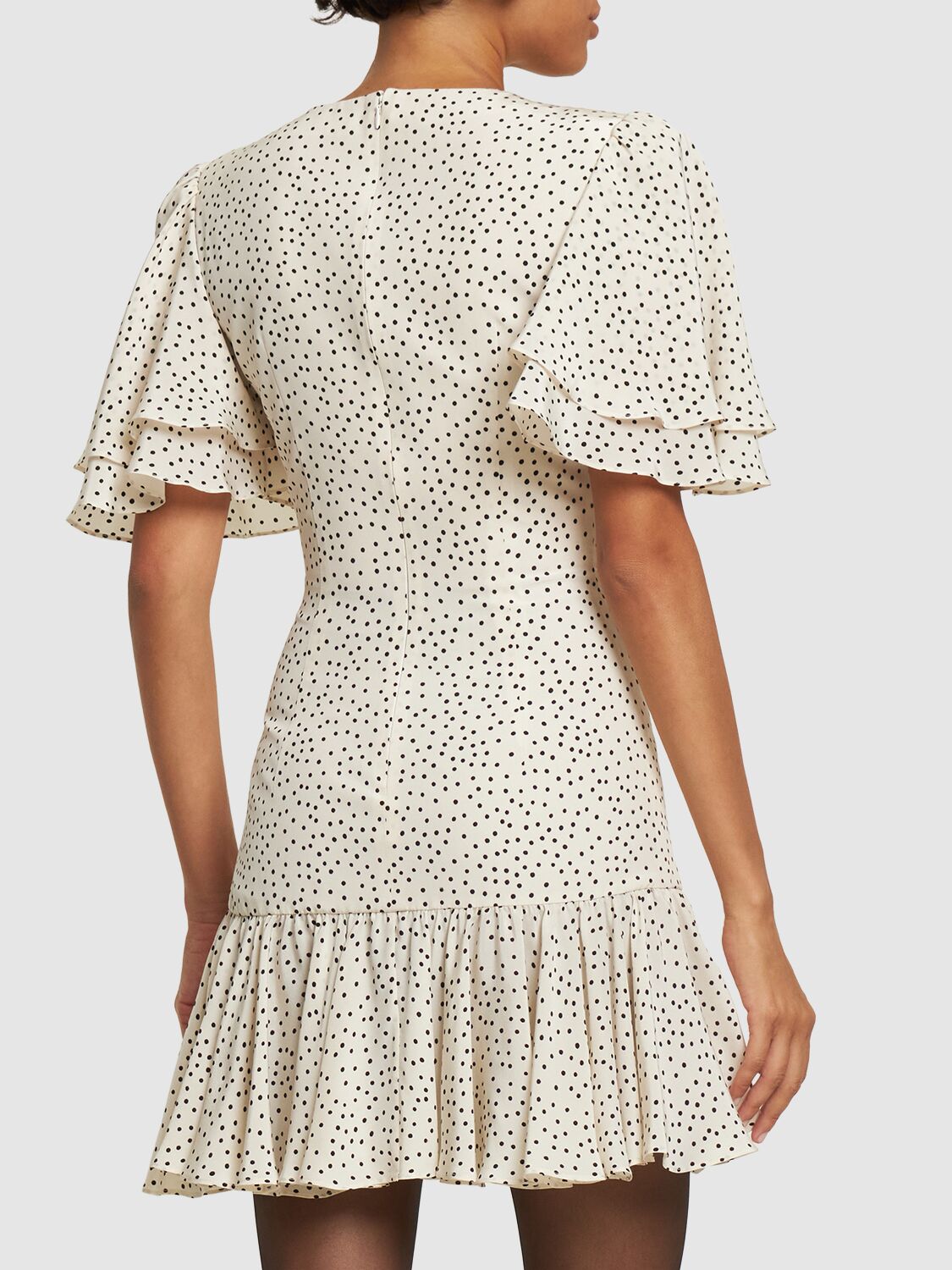 Printed Silk Ruffled Wrap Mini Dress