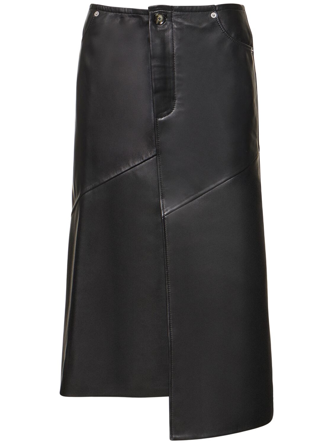 Nappa Leather Low Waist Midi Skirt – WOMEN > CLOTHING > SKIRTS