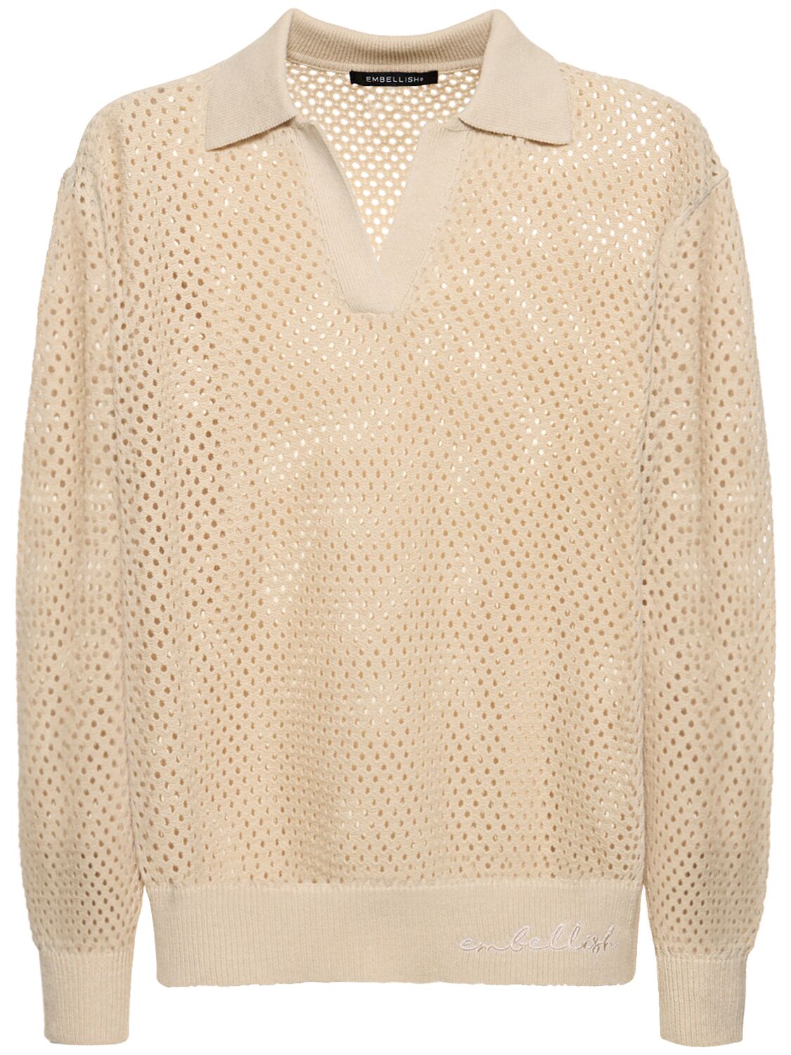 EMBELLISH Francis Long Sleeve Open Knit Polo