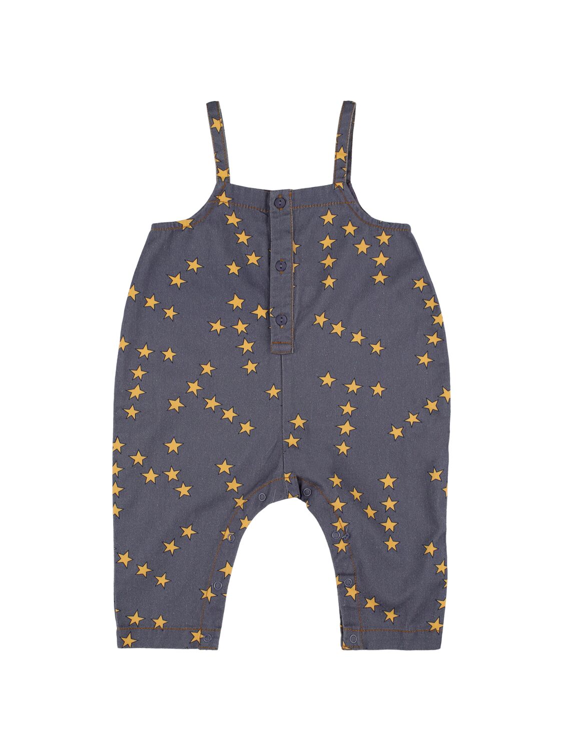 Tiny Cottons Babies' Star Print Cotton Denim Overalls In Navy