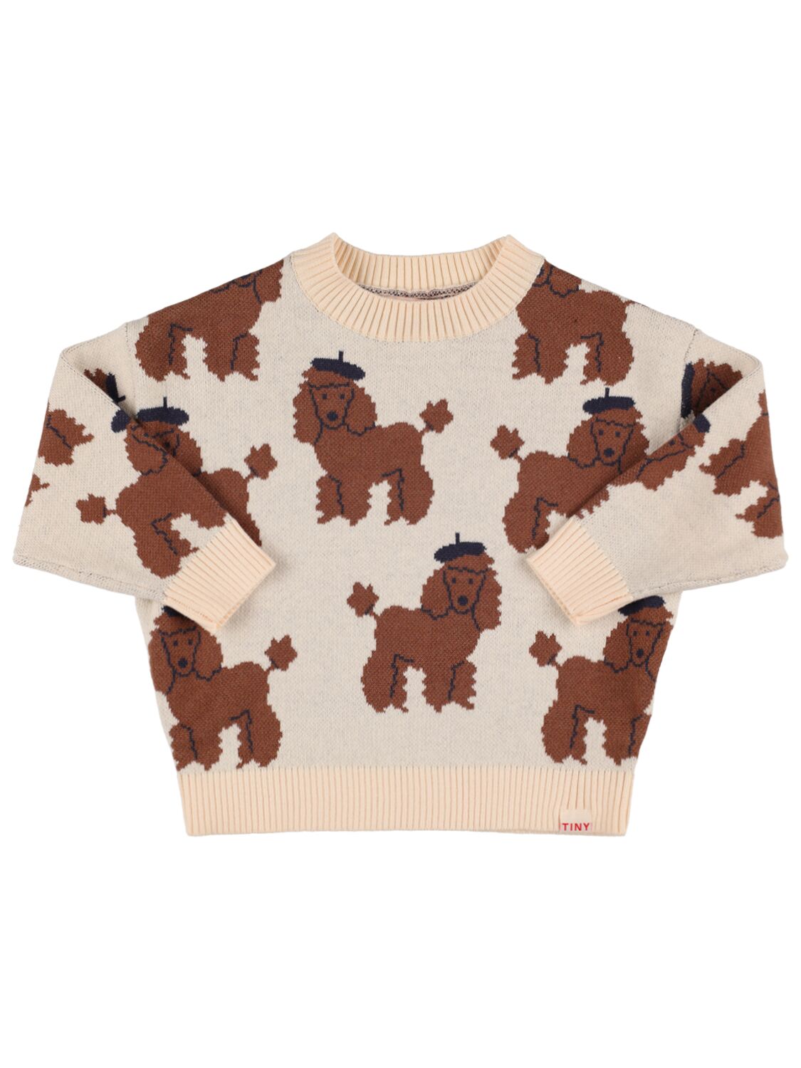 Tiny Cottons Kids' Poodle Intarsia Wool & Cotton Jumper In Multicolor