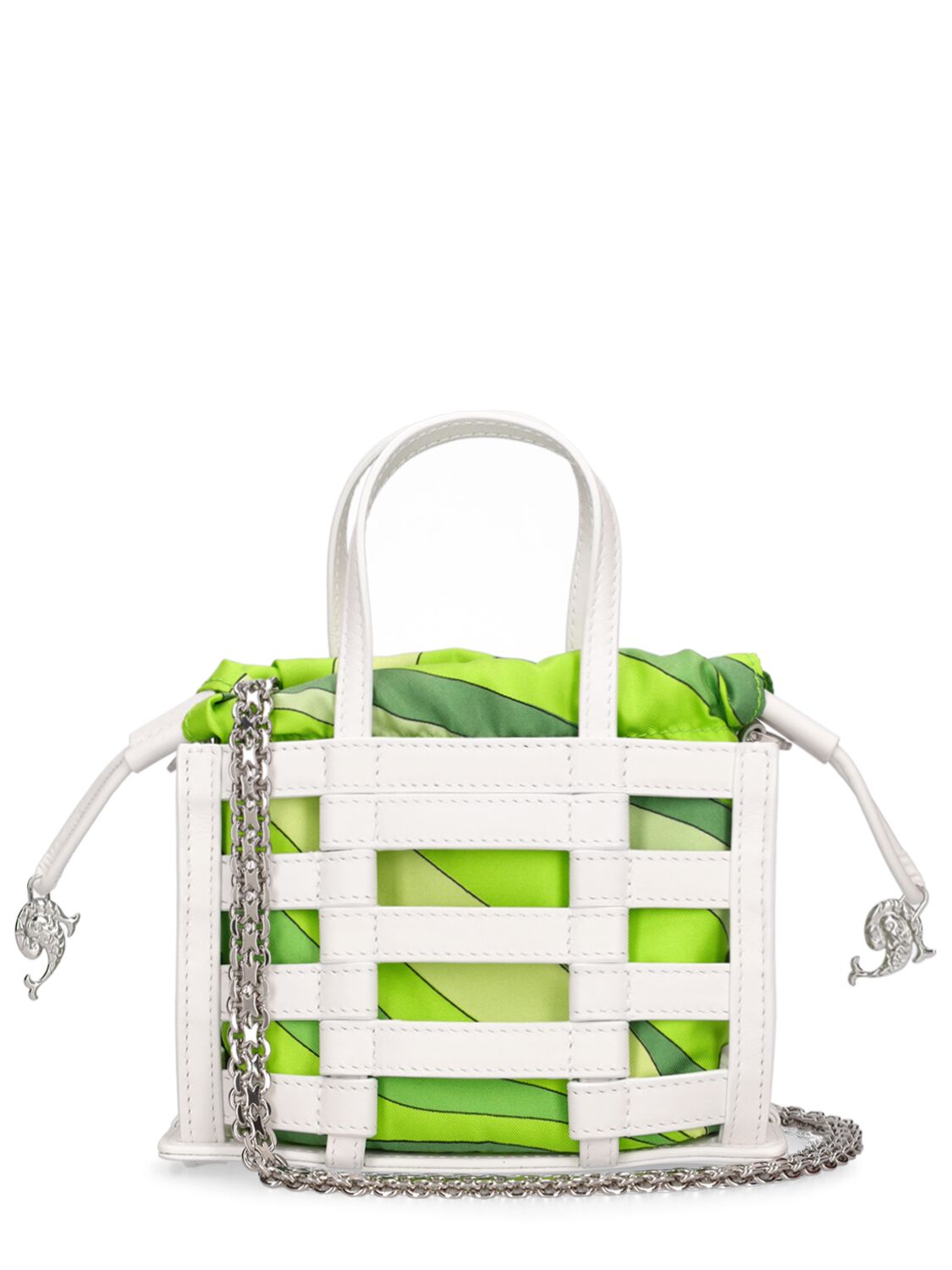 Shop Pucci Mini Cage Leather & Silk Bag In Multicolor