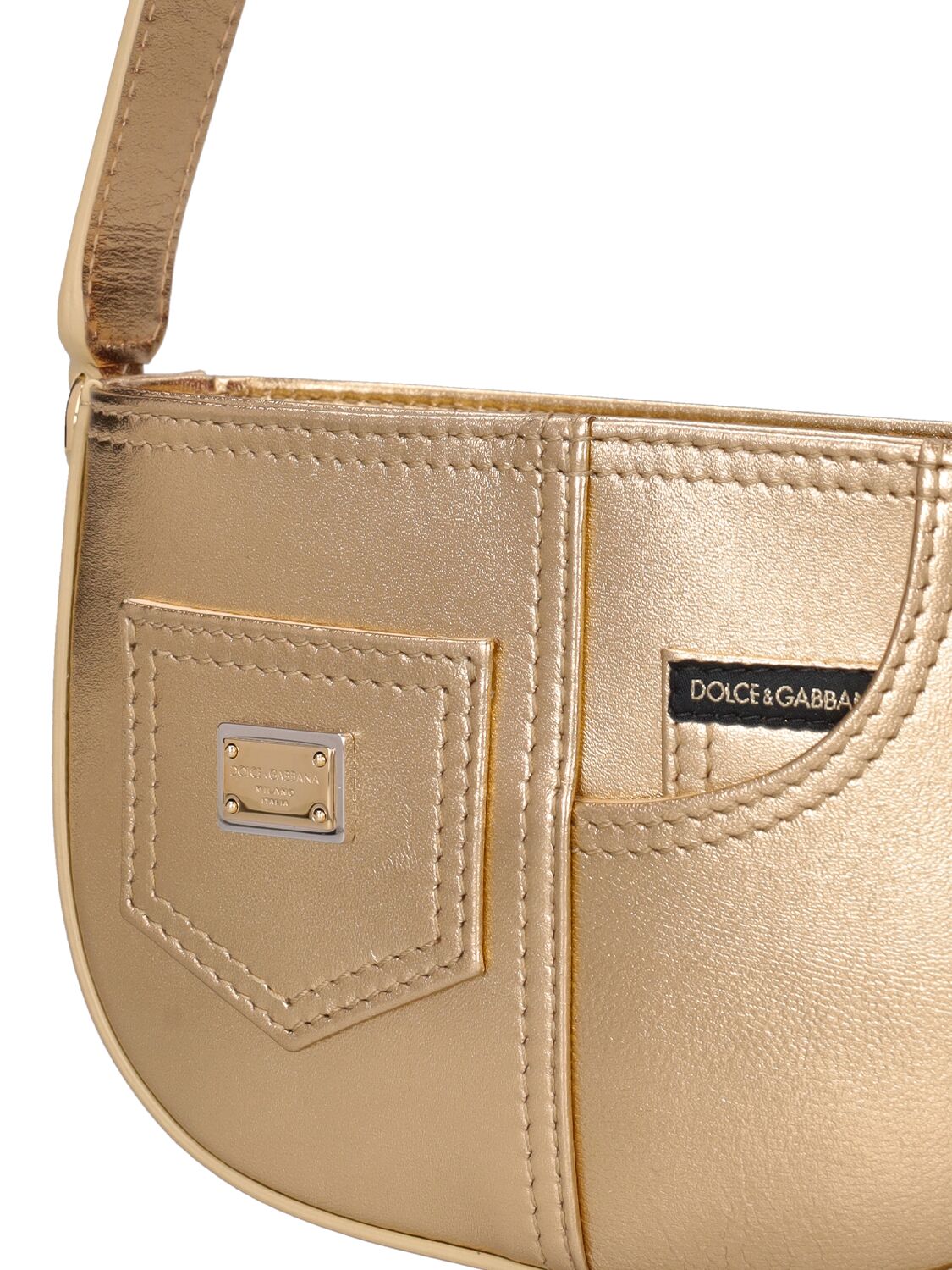 Shop Dolce & Gabbana Leather Shoulder Bag In Gold