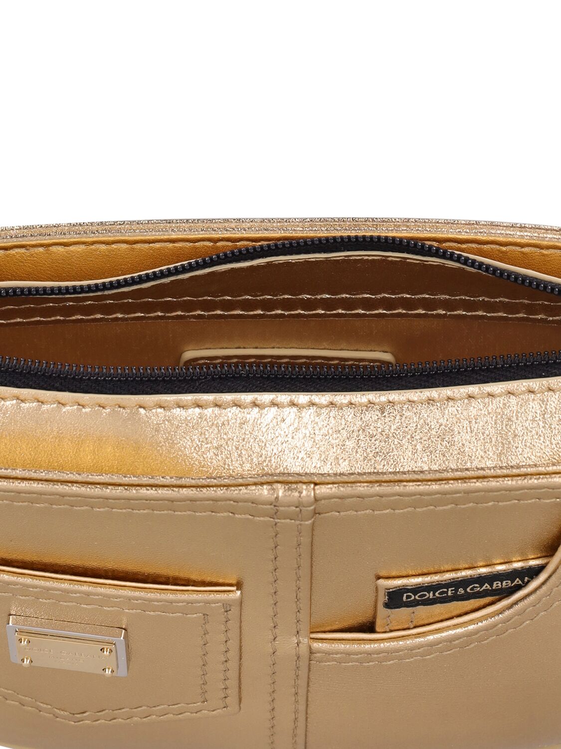 Shop Dolce & Gabbana Leather Shoulder Bag In Gold