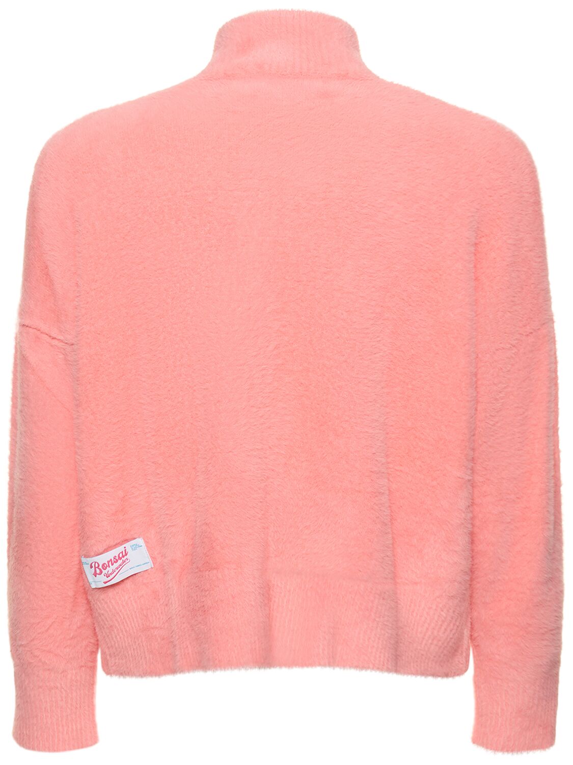 Shop Bonsai Crop Oversize Knit Turtleneck Sweater In Peach
