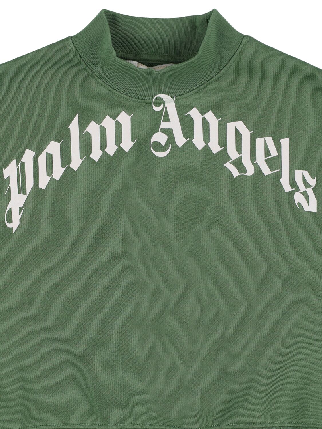Shop Palm Angels Curved Logo Crewneck Sweatshirt In Green,white