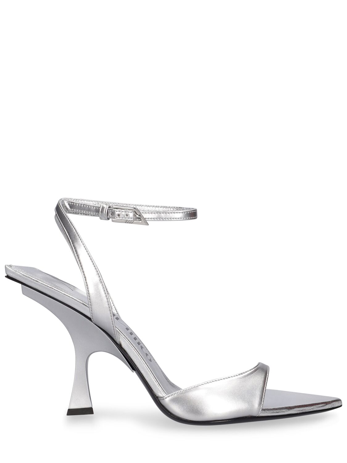 Attico 95mm Gg Faux Leather Mismatched Sandals In Silver