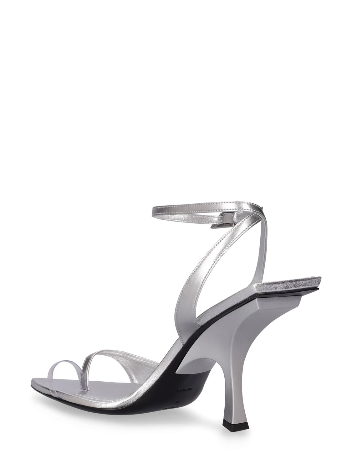 Shop Attico 95mm Gg Faux Leather Mismatched Sandals In Silver