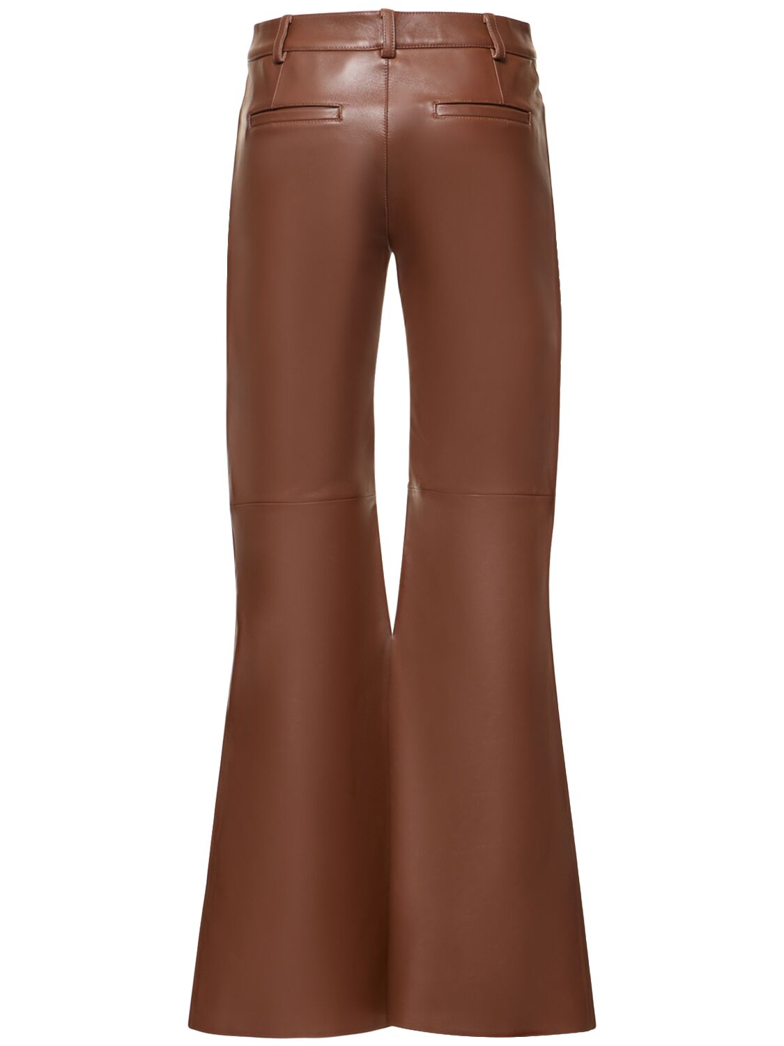 Shop Chloé Classic Nappa Leather Flared Pants In Brown