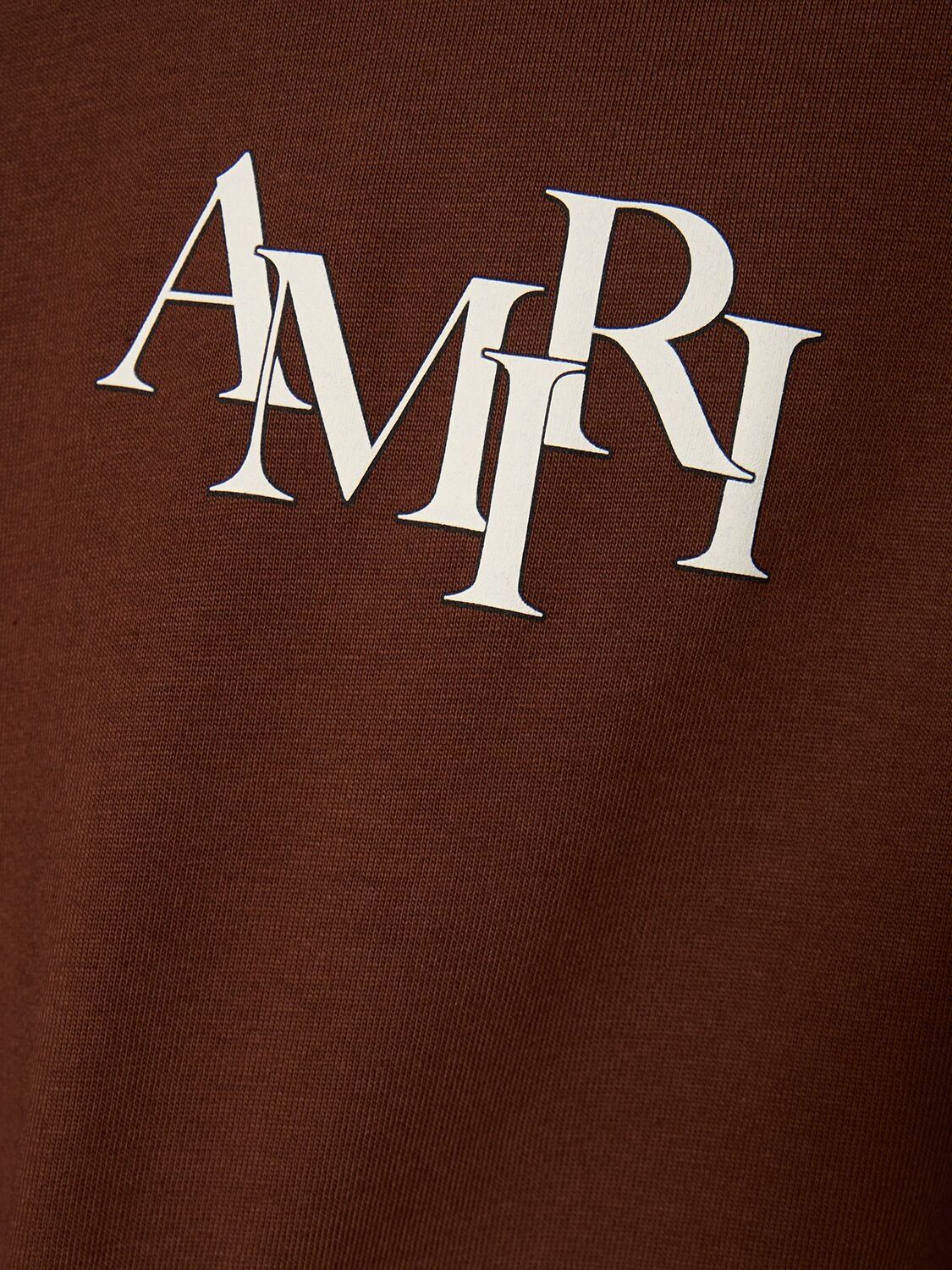 Shop Amiri Logo Print Cotton Jersey T-shirt In Brown
