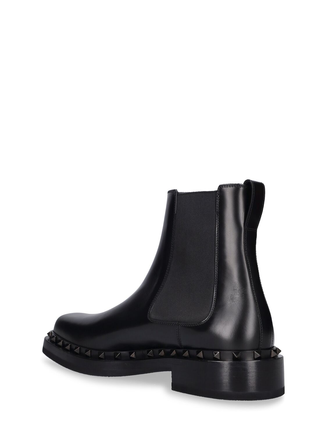 Shop Valentino 35mm Rockstud Beatle Leather Boots In Black