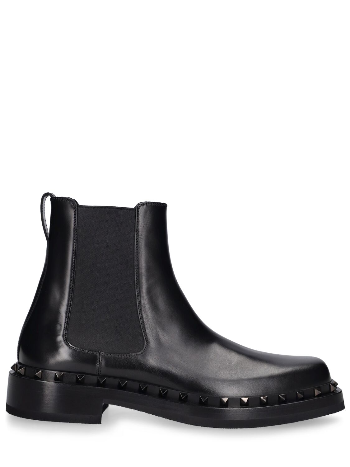 Valentino Garavani 35mm Rockstud Beatle Leather Boots In Black