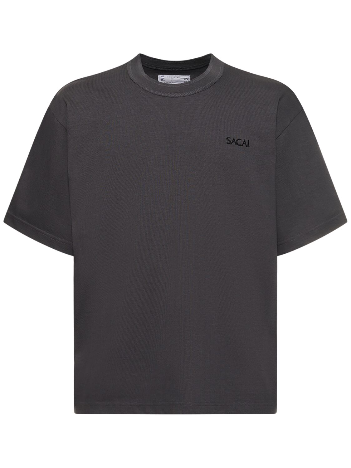 Shop Sacai Cotton Jersey Logo T-shirt In Grey