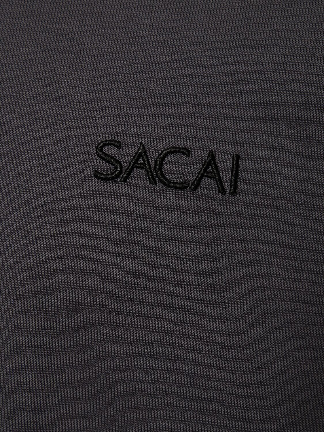 Shop Sacai Cotton Jersey Logo T-shirt In Grey