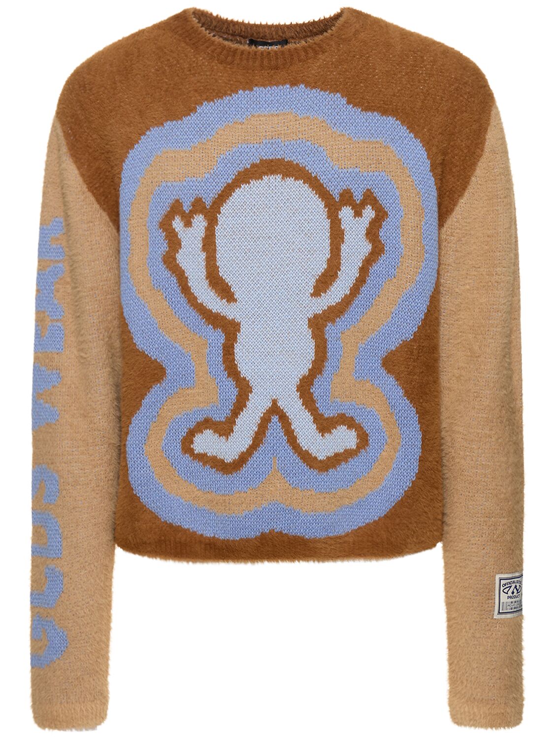 Shop Gcds Wirdo Jacquard Knit Sweater In Brown