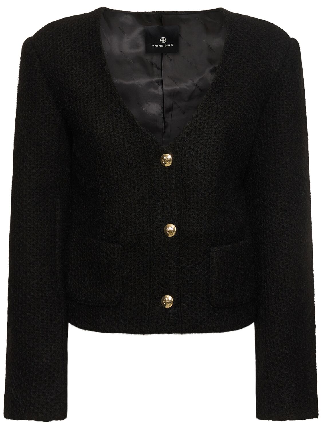 Shop Anine Bing Anitta Woven Jacket In Black