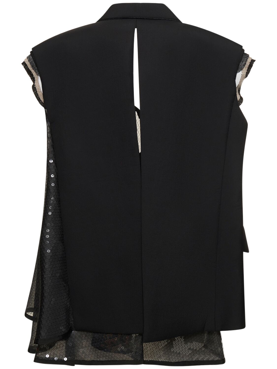 Shop Sacai Neoprene Vest W/ Sequined Dress In Black