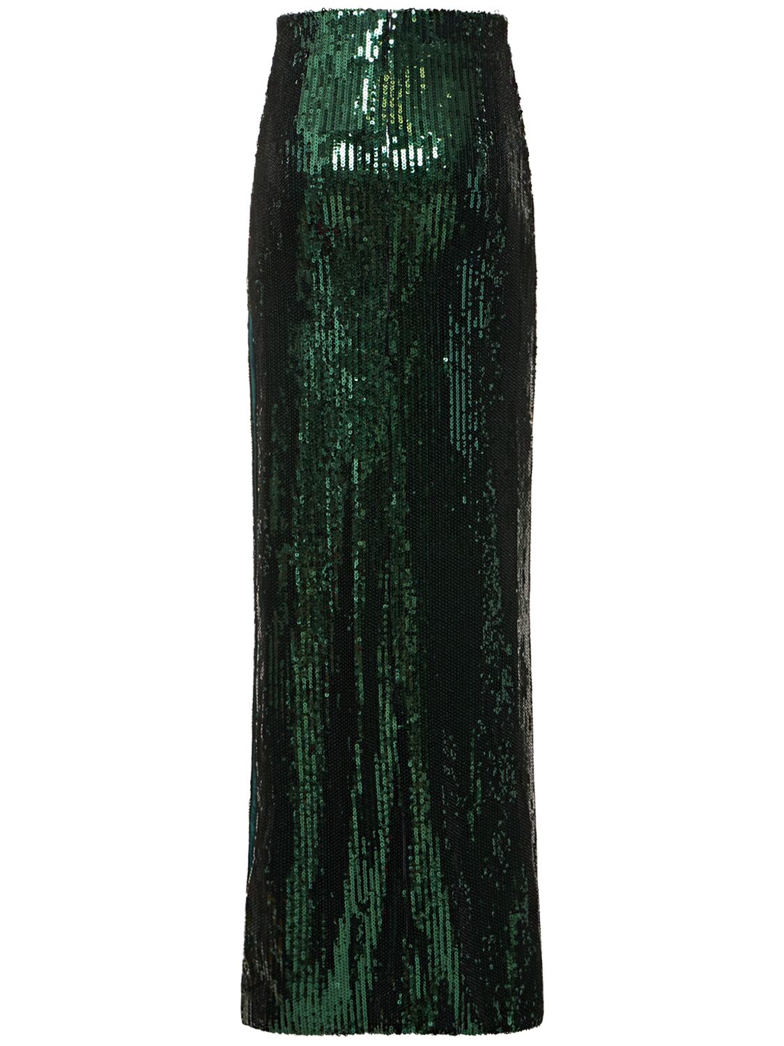 Shop Galvan Beating Heart Sequined Midi Skirt In Green