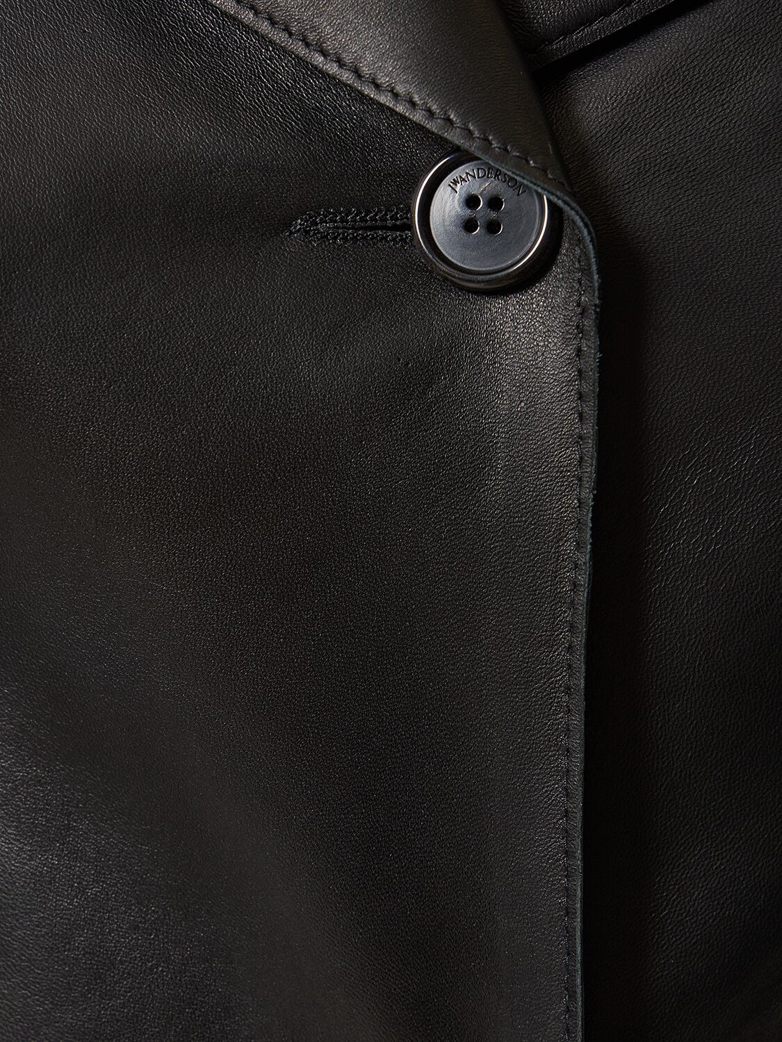 Shop Jw Anderson Leather Midi Coat W/ Detachable Collar In Black