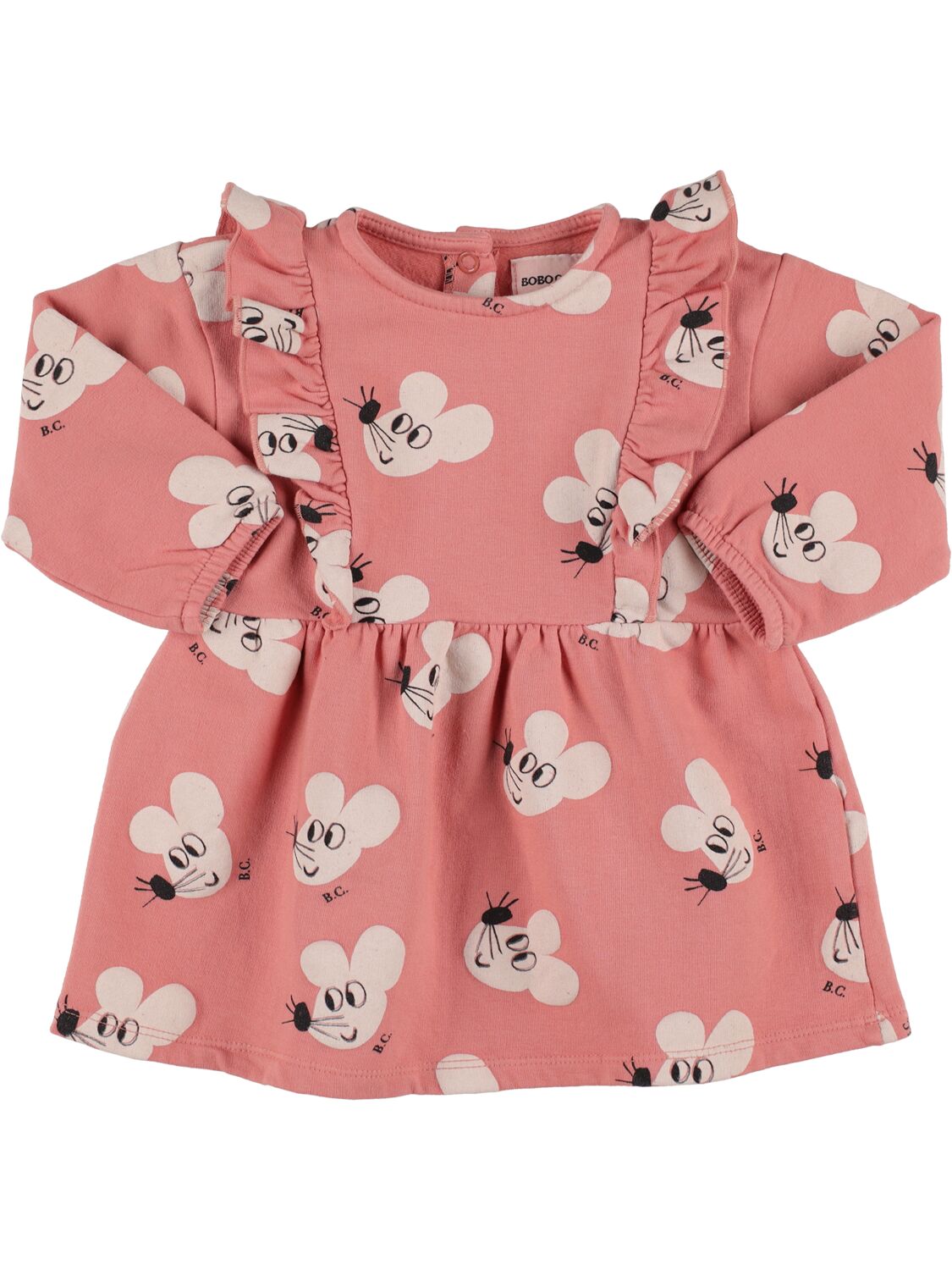 Bobo Choses Babies' Mouse 印花棉连衣裙 In Pink