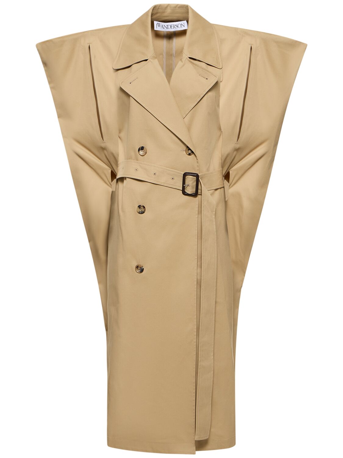 Shop Jw Anderson Sleeveless Cotton Midi Trench Coat In Beige