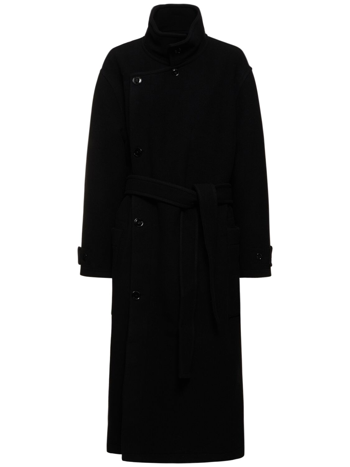 LEMAIRE BELTED LONG WOOL WRAP COAT