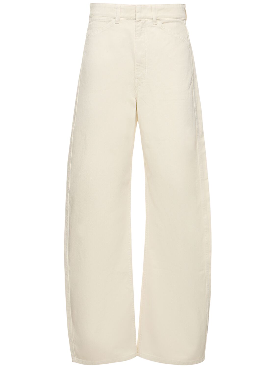 Lemaire High Waist Curved Cotton Pants In White