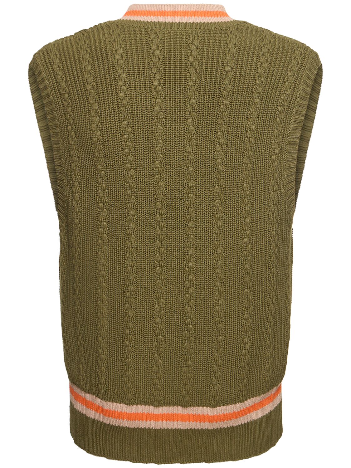 Shop Bluemarble College Knitted Sleeveless Sweater In Green,orange