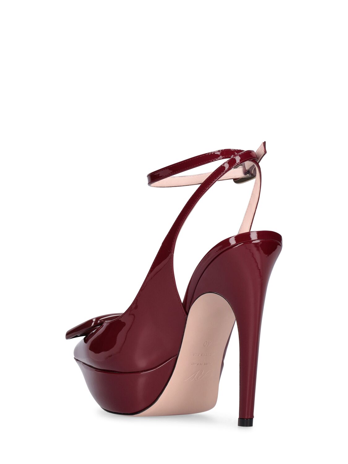 Shop Roger Vivier 125mm Choc Patent Leather Slingbacks In Dark Red