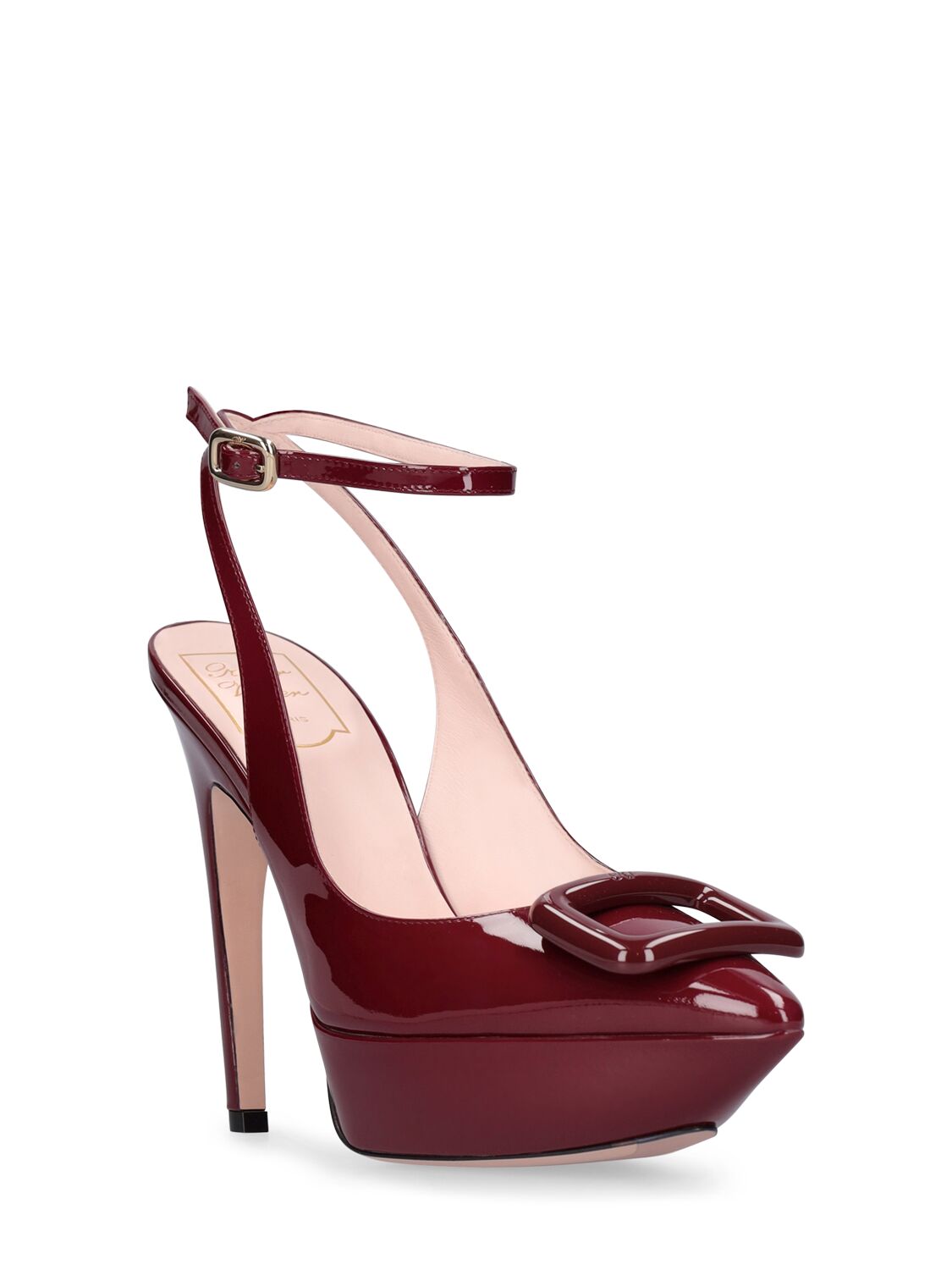 Shop Roger Vivier 125mm Choc Patent Leather Slingbacks In Dark Red